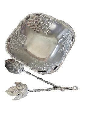 Vintage 2001 Arthur Court Grapevine Salad Bowl & Servers Set